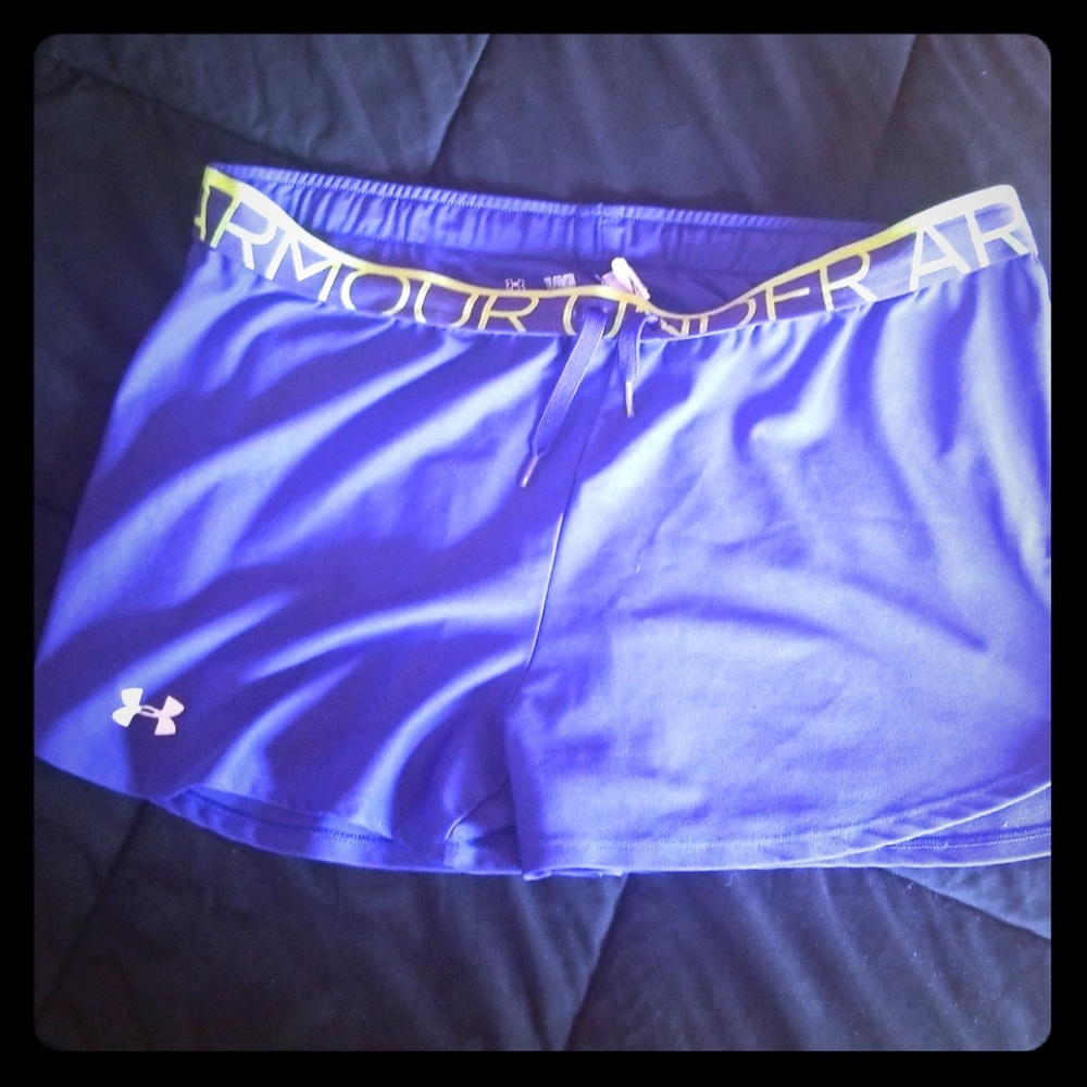Underarmour purple and green shorts XL